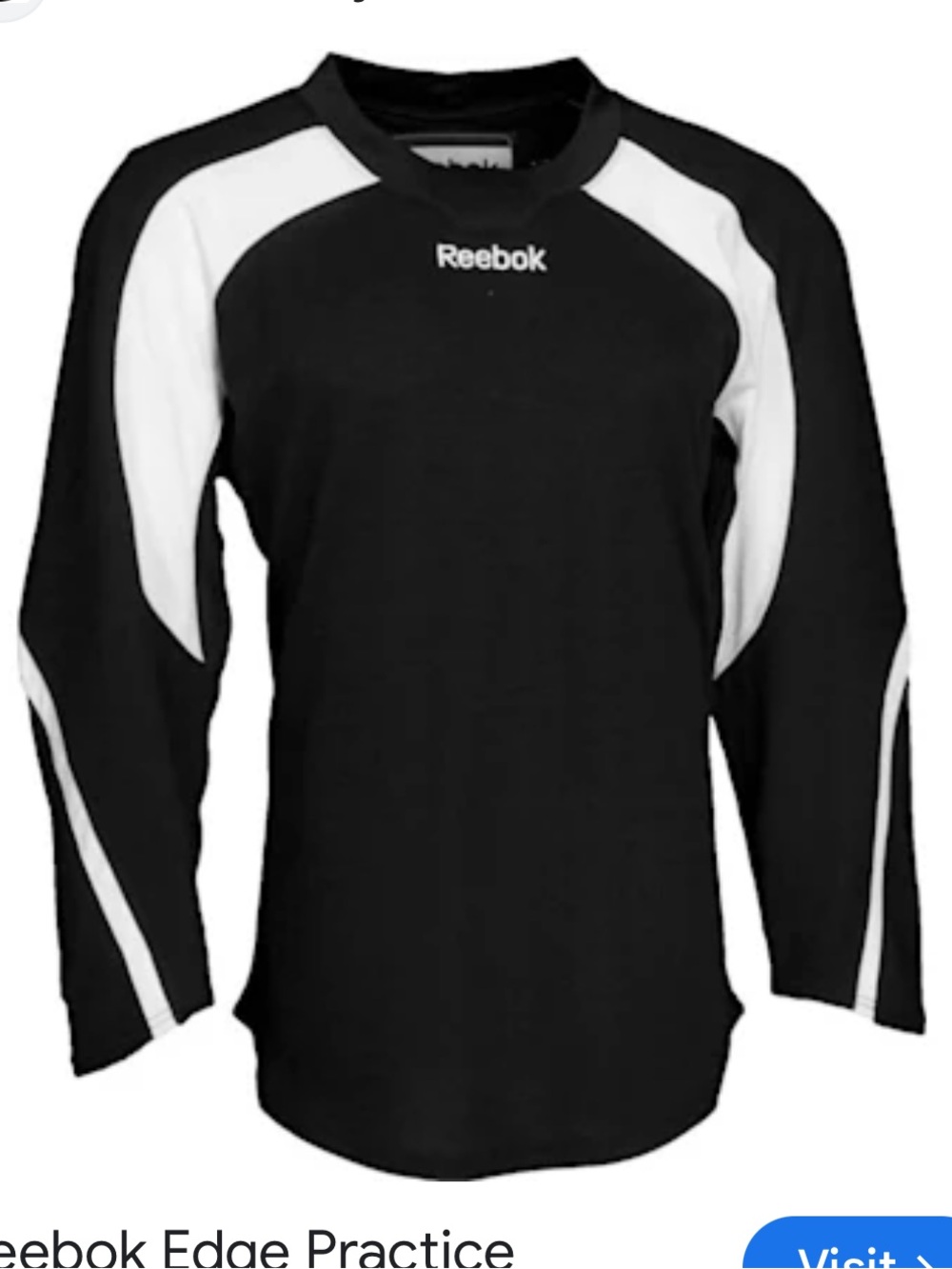 Reebok Edge Youth Practice Jersey Hockey Black and White Long-Sleeve size L/XL